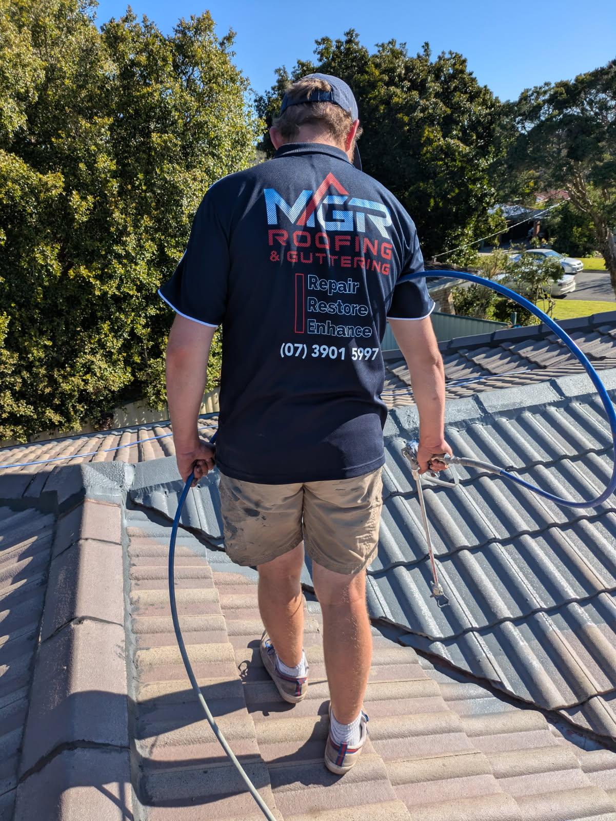 Spray-applying a fresh protective coating during a restoration